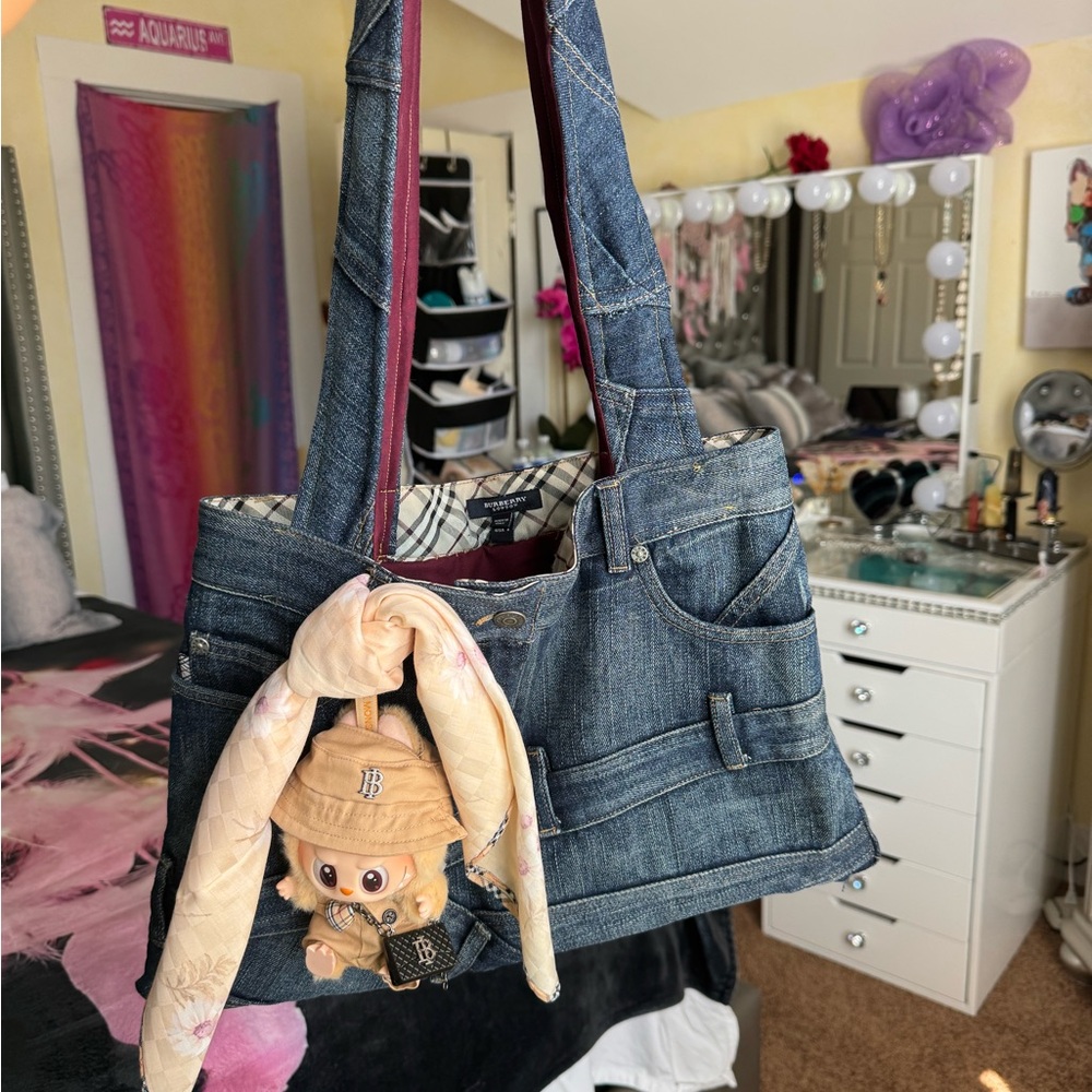 Burberry repurposed denim shoulder bag